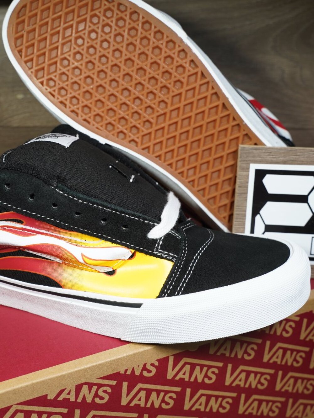 Vans Knu Skool Flame Black & Red Men's Skate Shoes